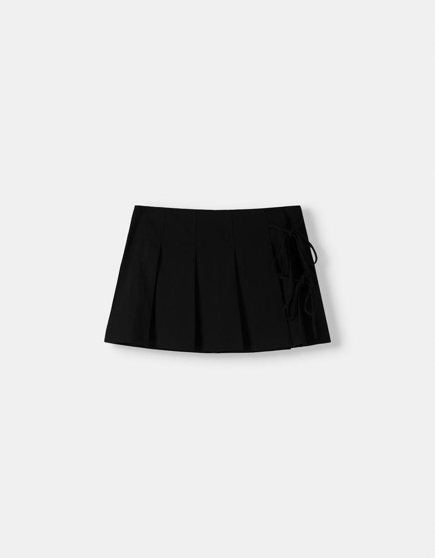 Falda mini tablas detalle lazo-Negro-5