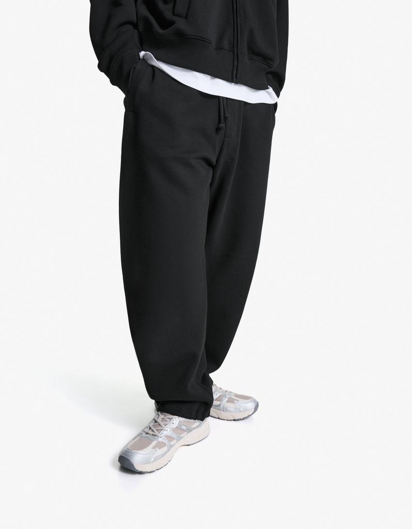 Balloon fit trousers-Black