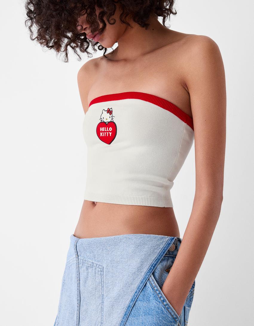 توب شريطي هالو كيتي-كريمي-5