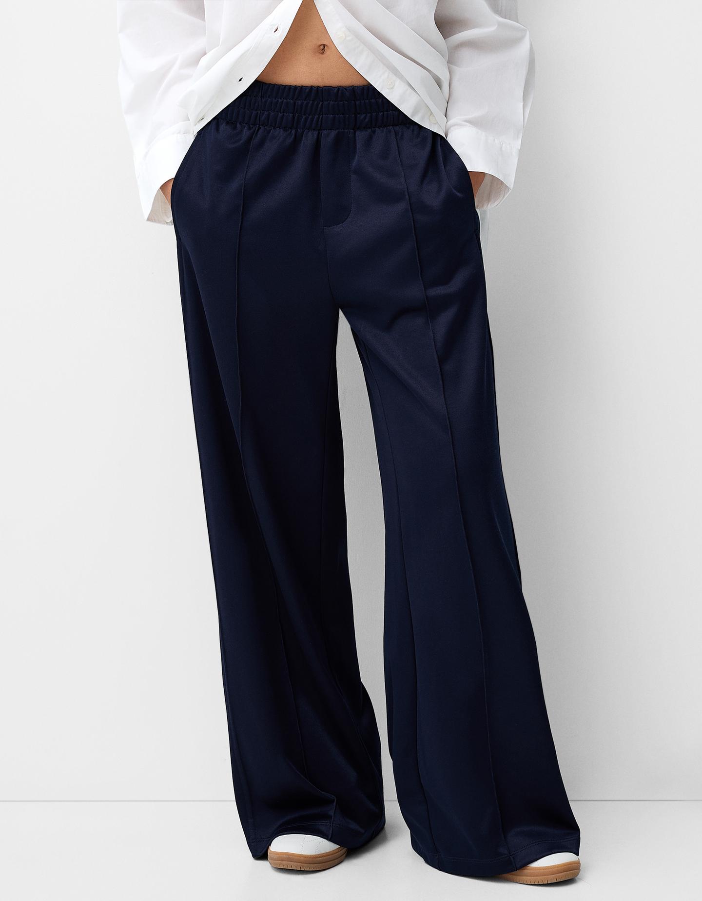 Bershka Pantaloni Fascia Laterale Donna 10-12 Marino