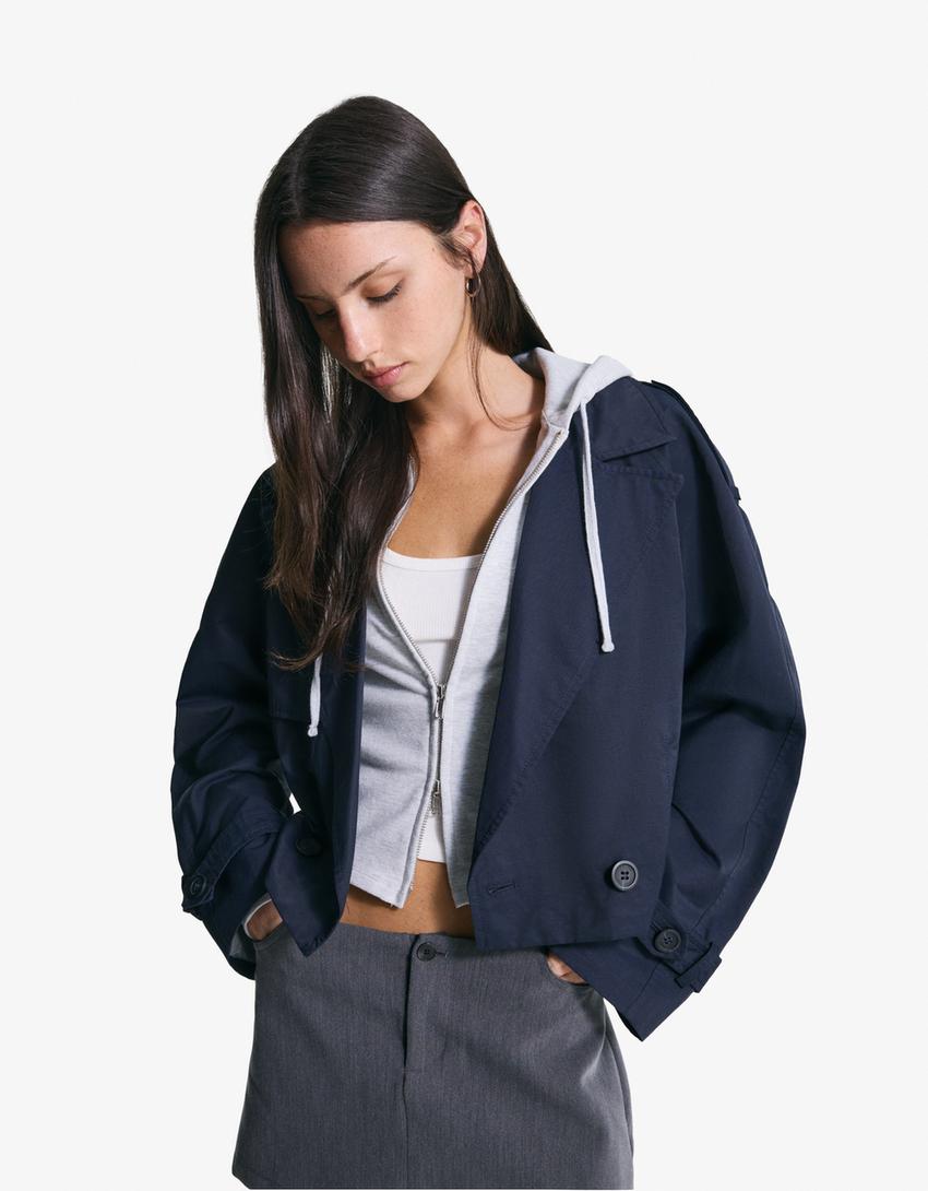 Blouson trench court-Marine