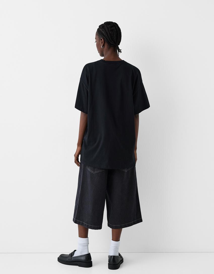 T-shirt Hannah Montana manga curta estampado-Preto-1