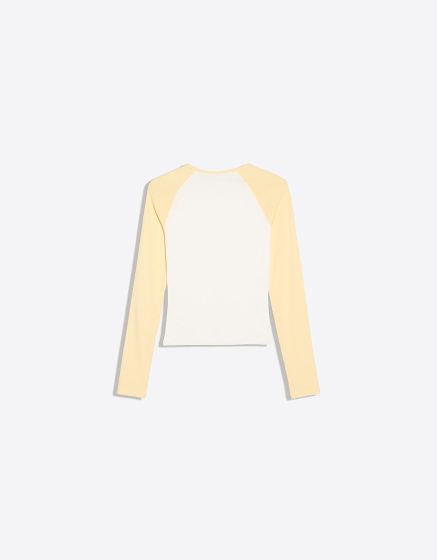 Maglietta maniche lunghe raglan-Giallo