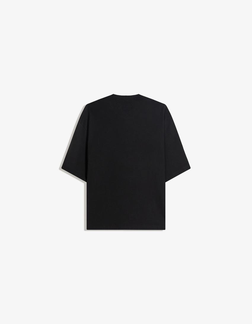 Boxy-T-Shirt mit kurzen Ärmeln-Schwarz