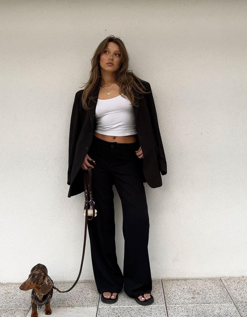 Wide-leg trousers-Black