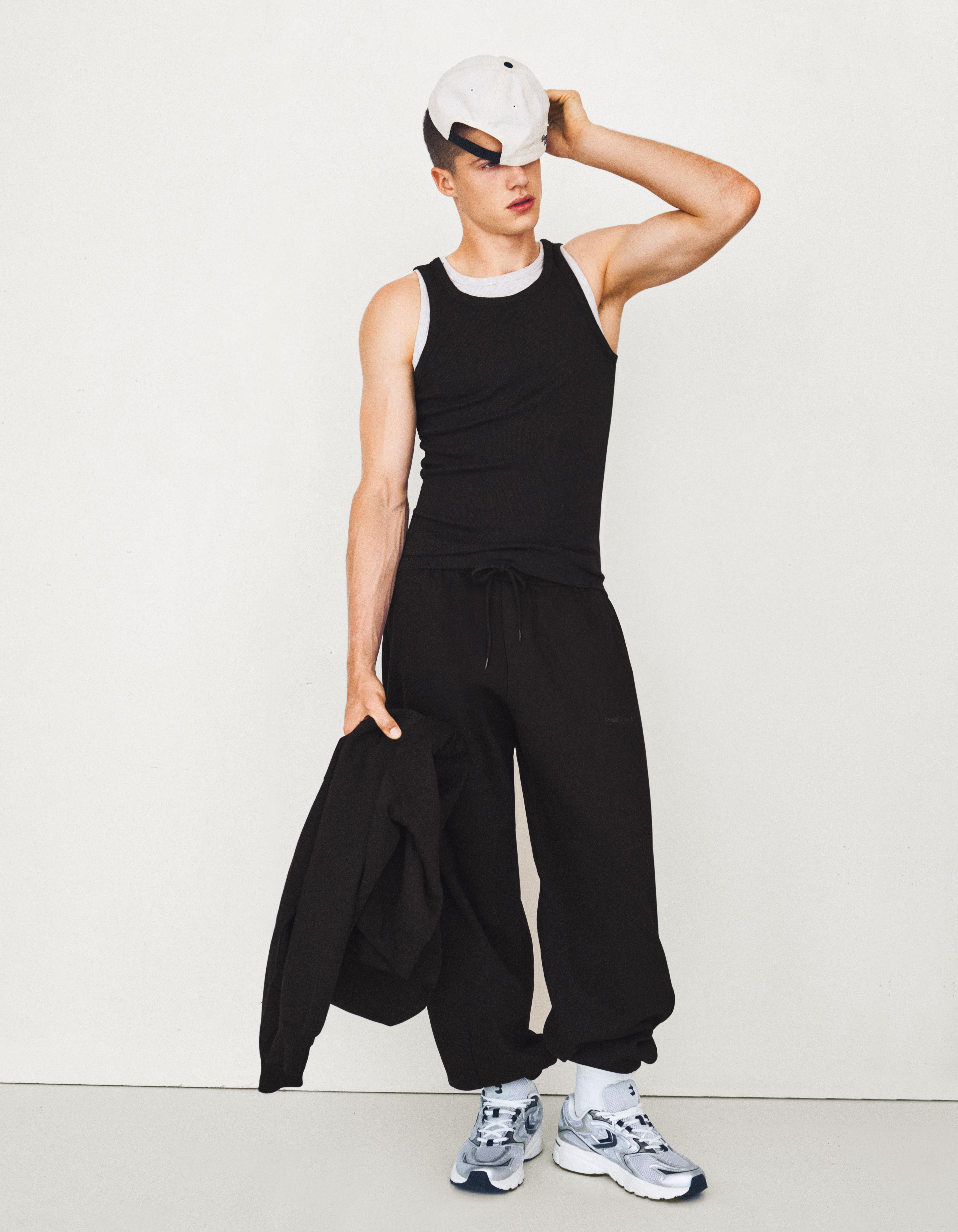 Double strap vest top — Black