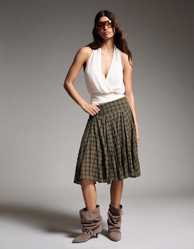 Ekose hacimli midi etek