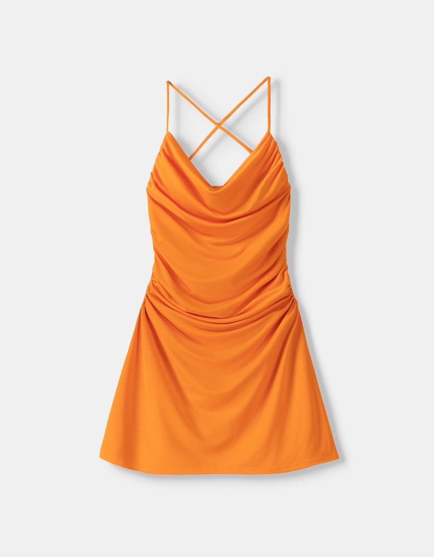 Draped mini dress-Orange