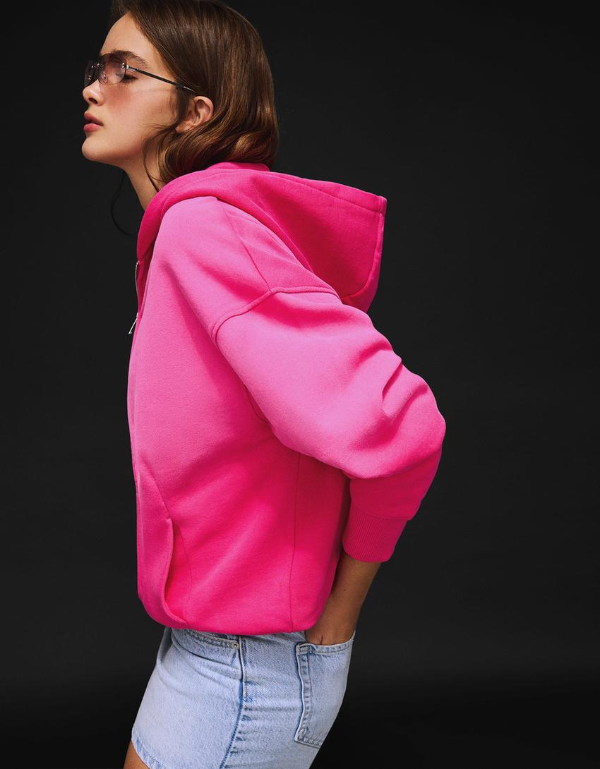 Oversize zip-up hoodie-Fuchsia