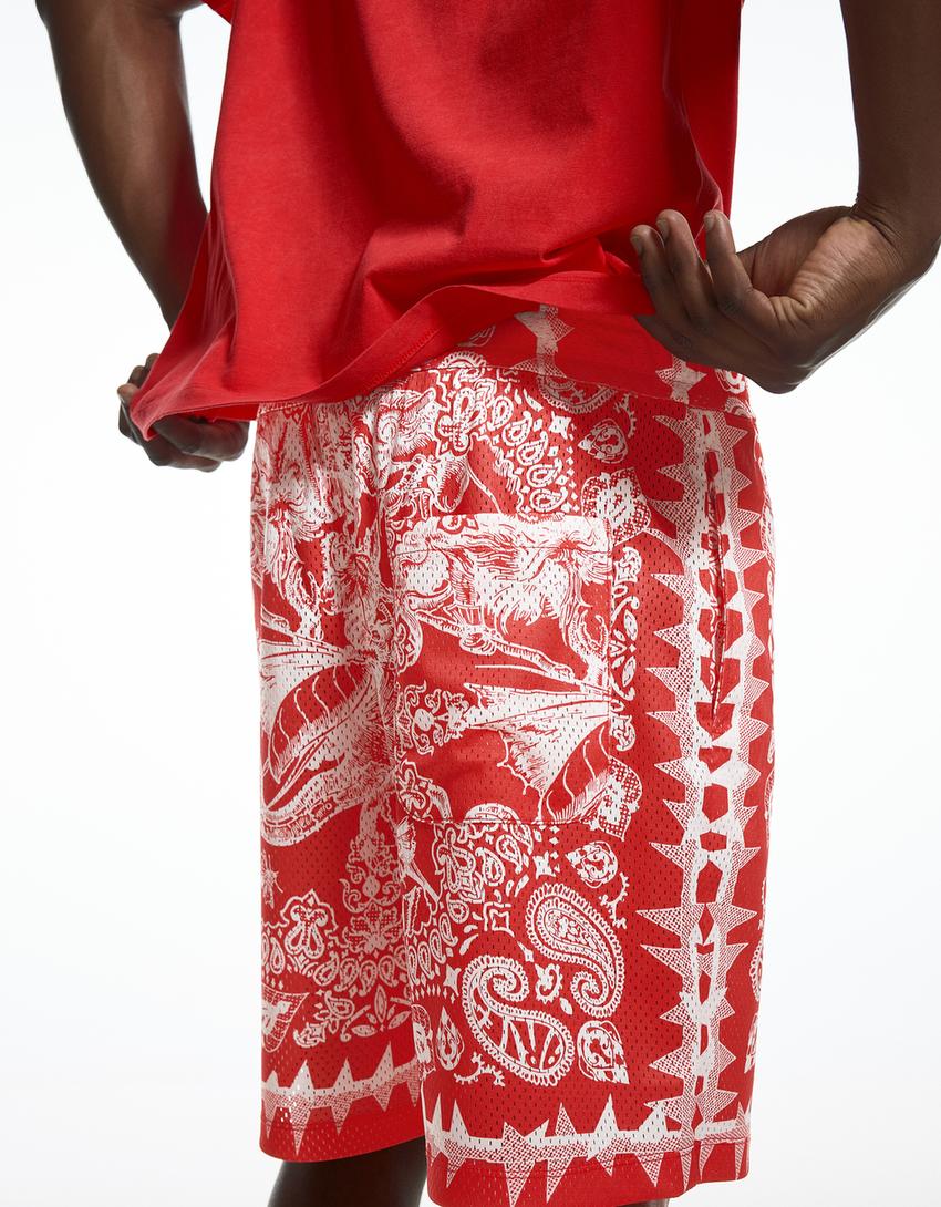 Relaxed fit Bermuda shorts ARIES X BERSHKA-Red