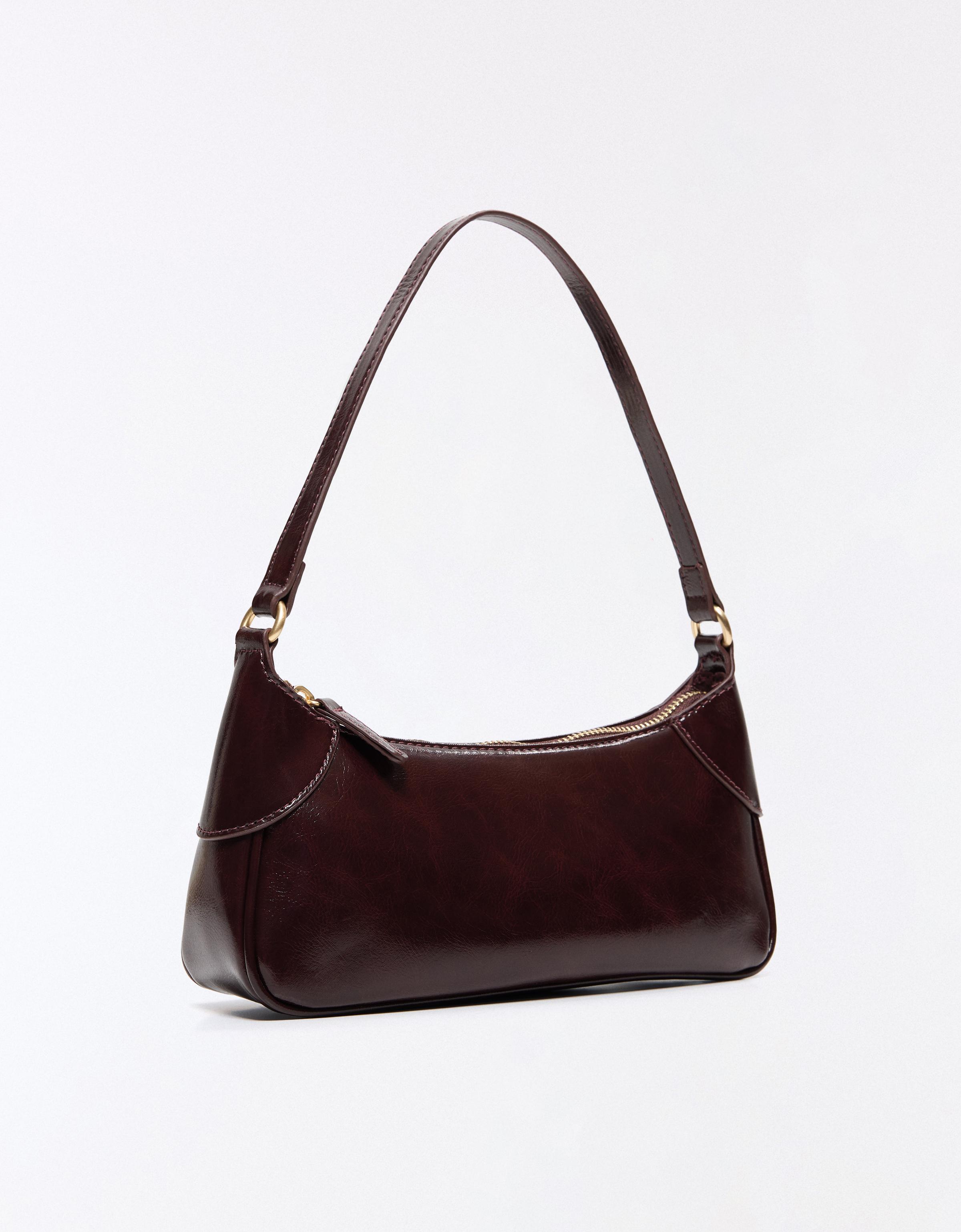 Leather-effect shoulder bag — Brown