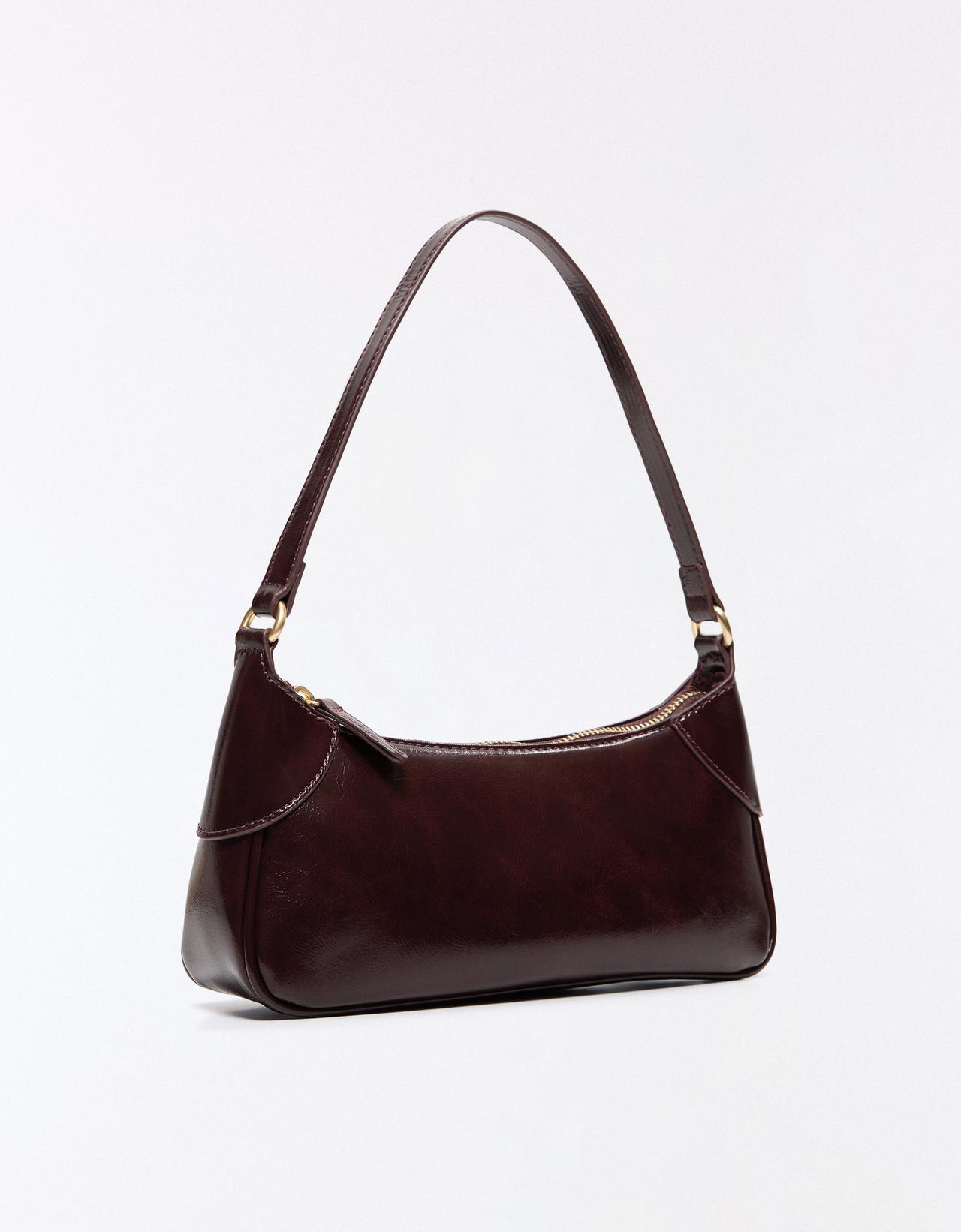 Leather effect shoulder bag — Brown