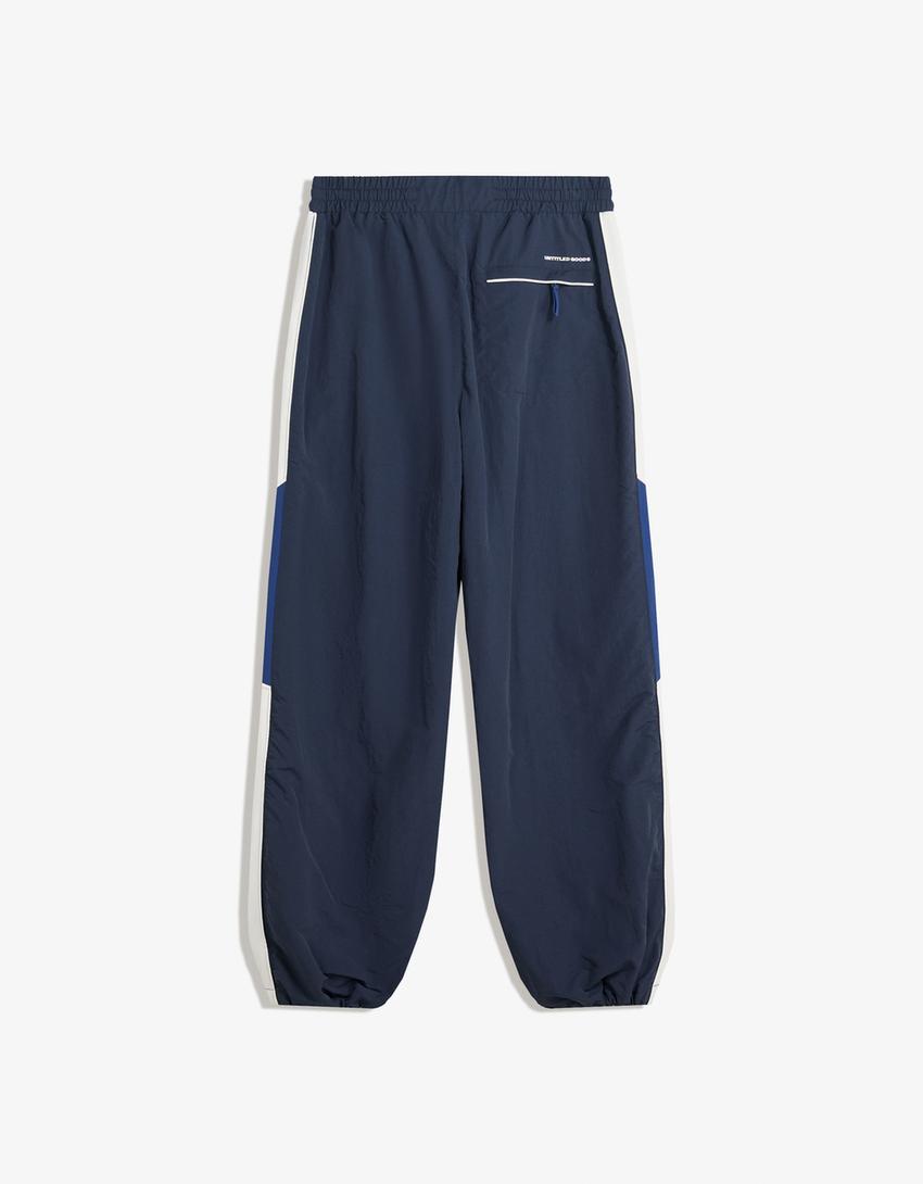 Super baggy technical trousers-Navy-4