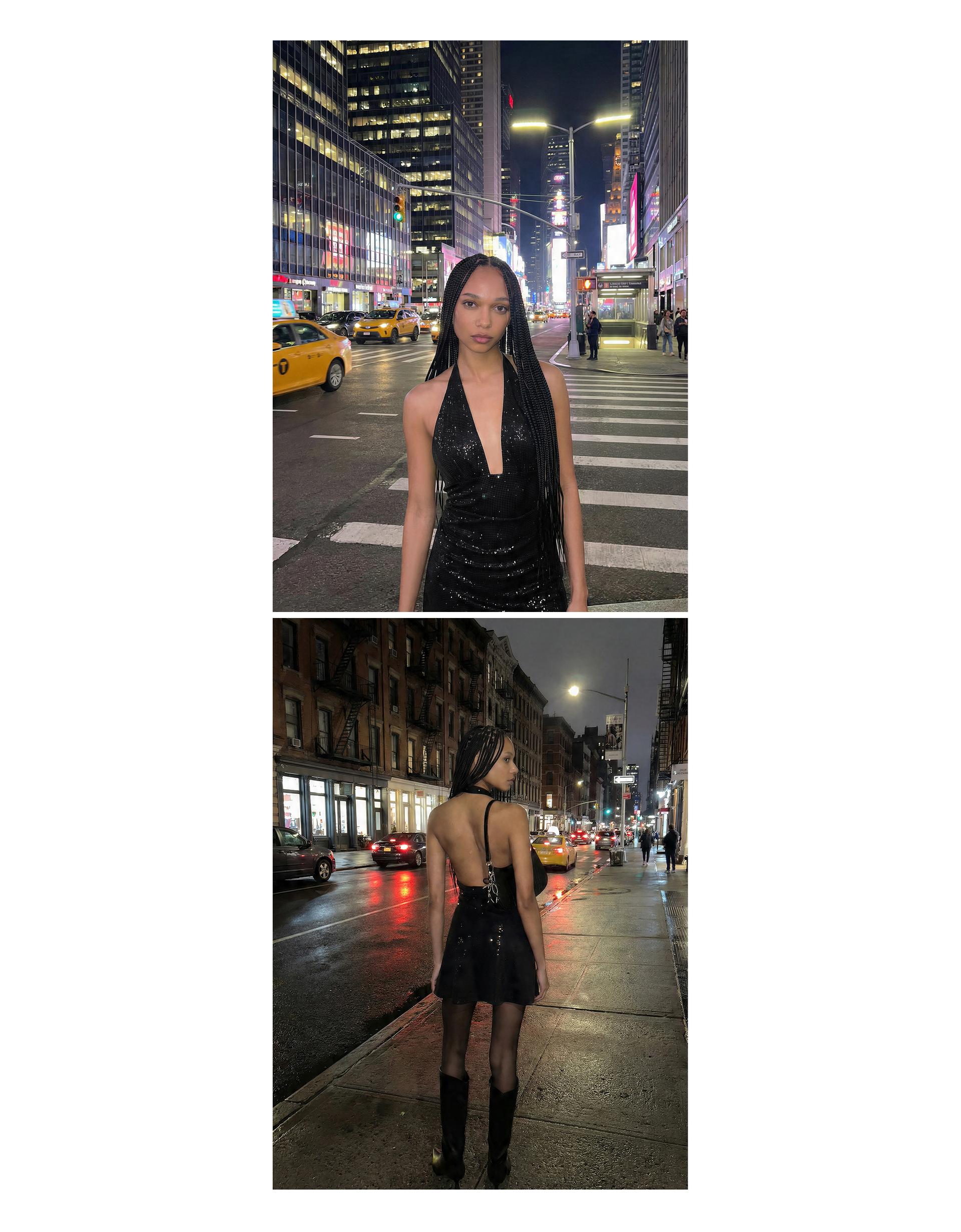 Mini shimmery ruched halter dress