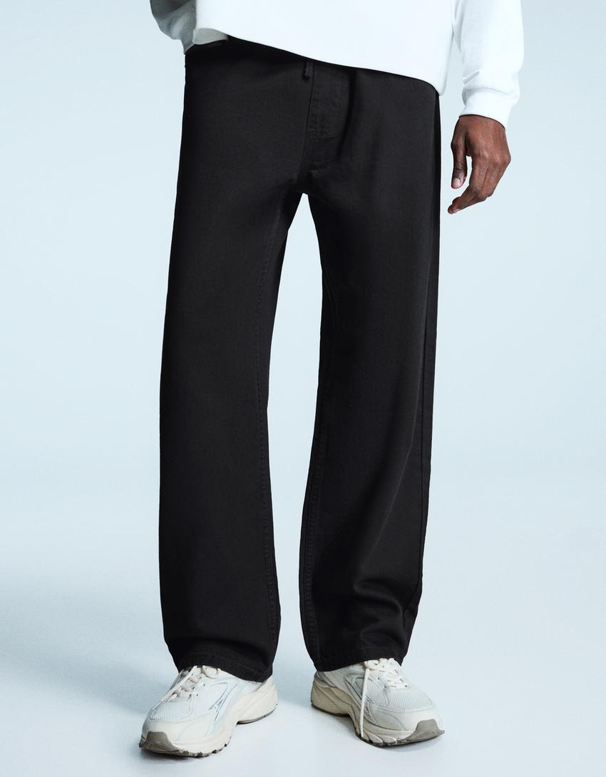 Straight jogger jeans-Black