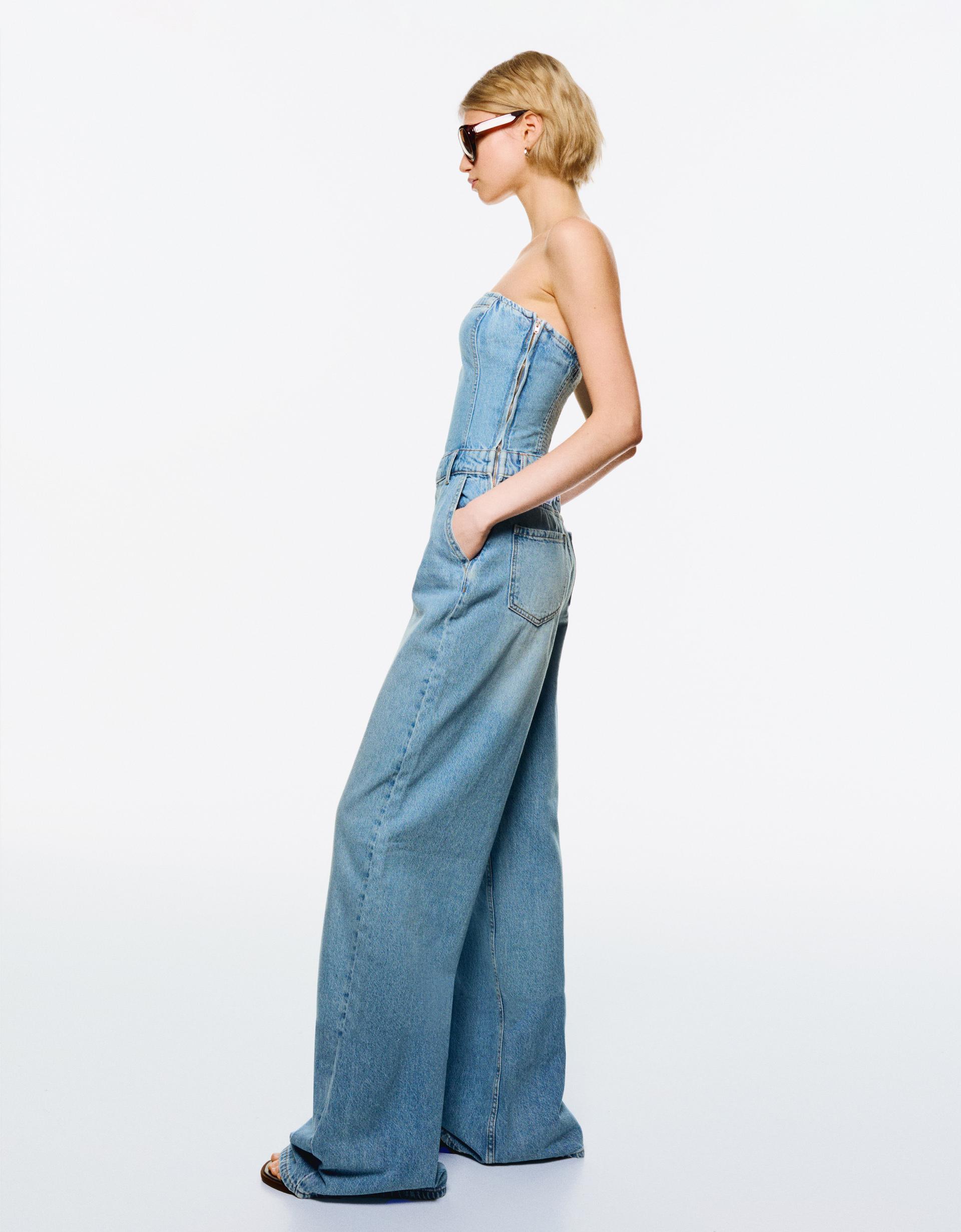 Denim Tuta Blu Bershka Tute In Denim Tuta Intera A Zampa In Denim