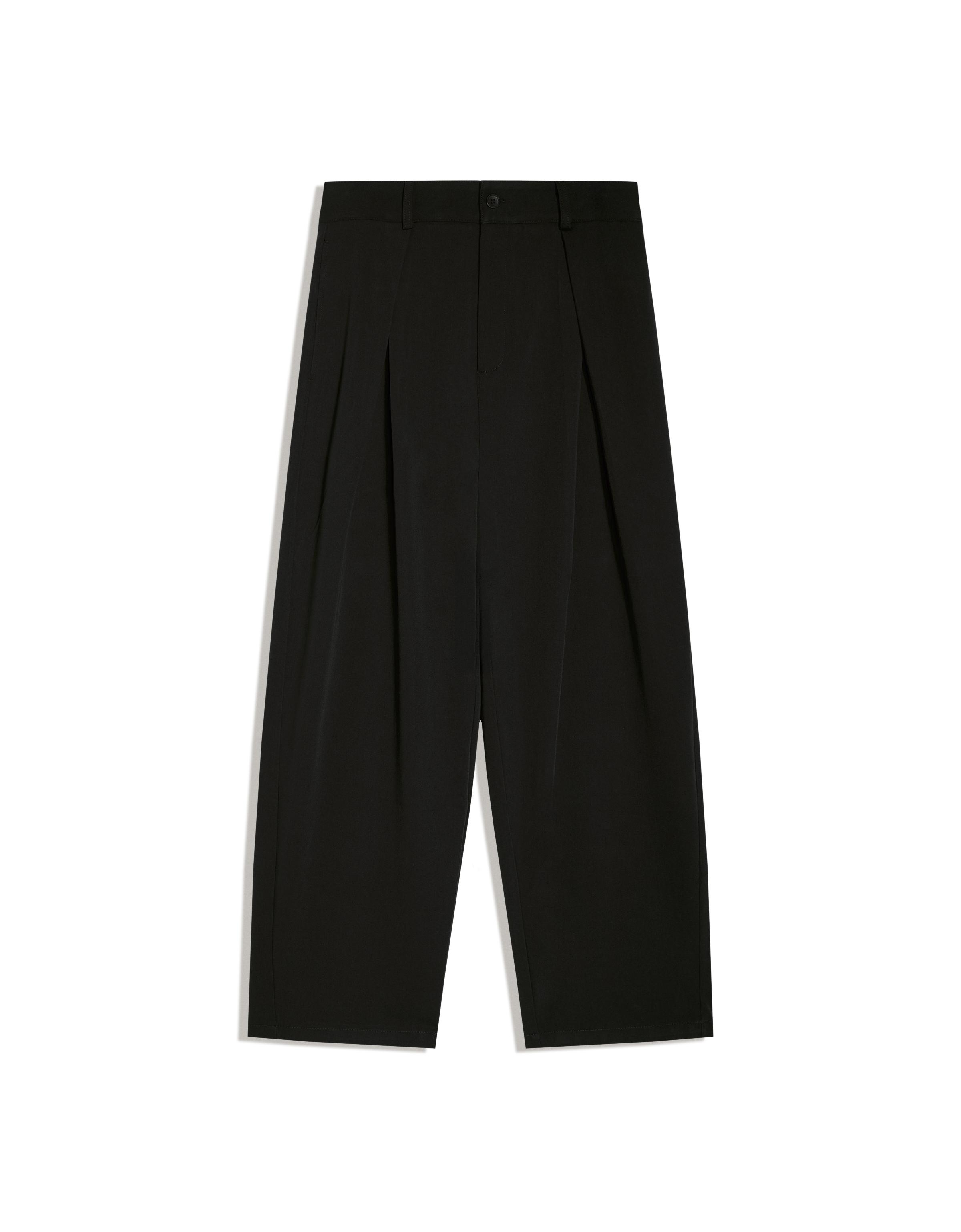 Pleated baggy trousers — Black