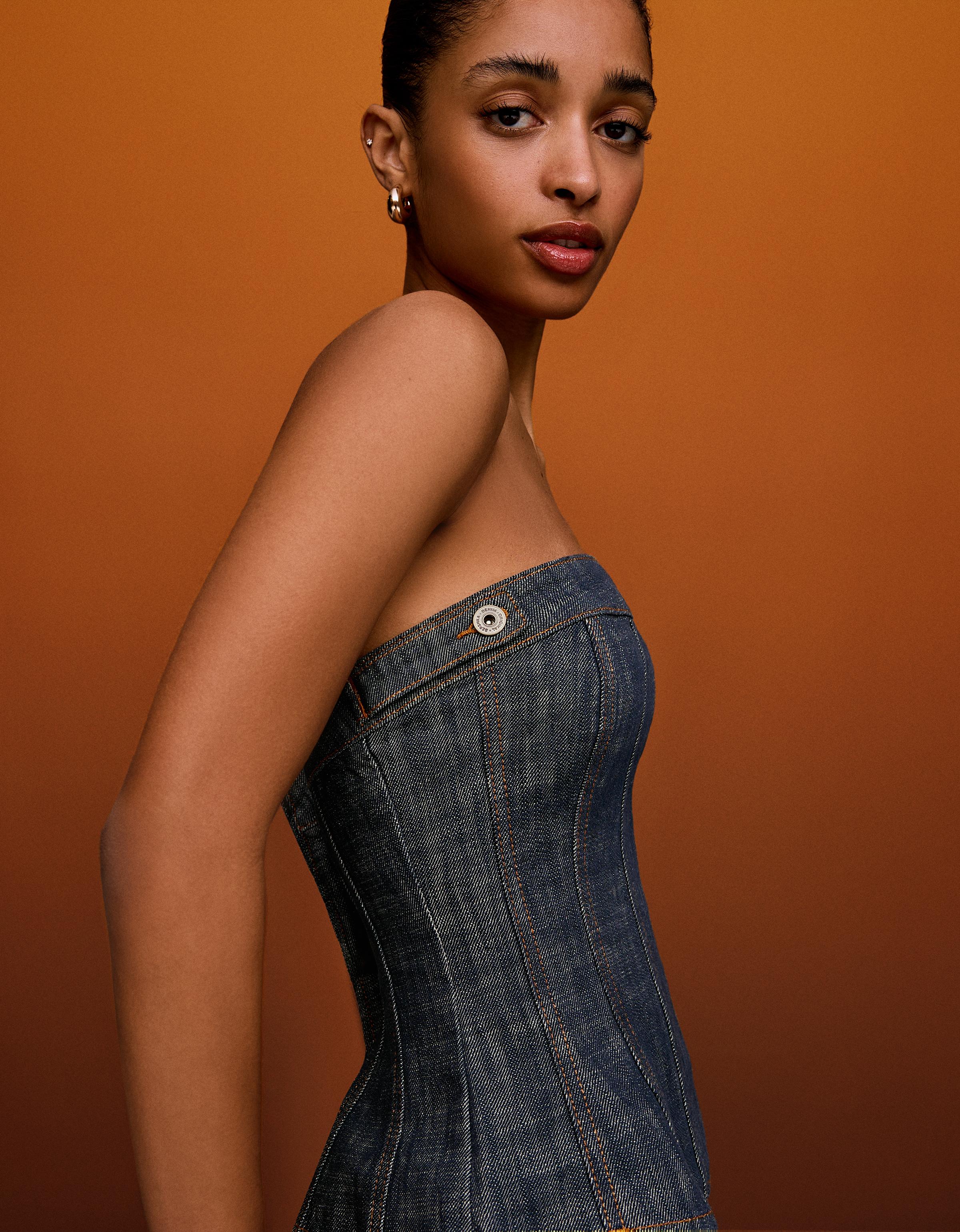 Dokulu denim top - Görsel 30