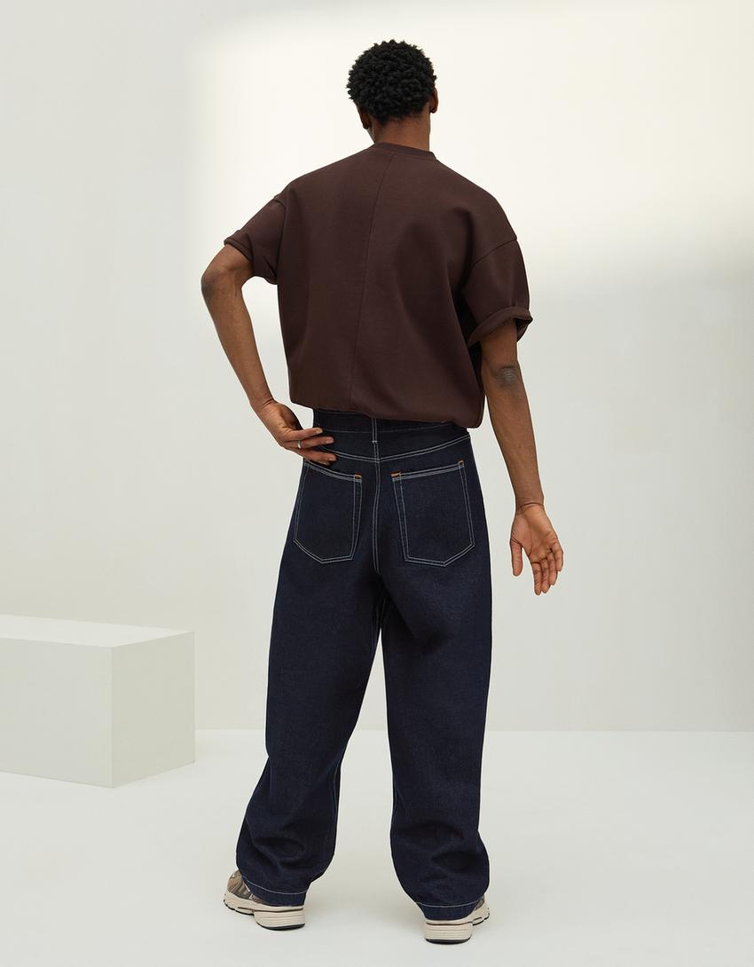 Jeans super baggy fit-Marine