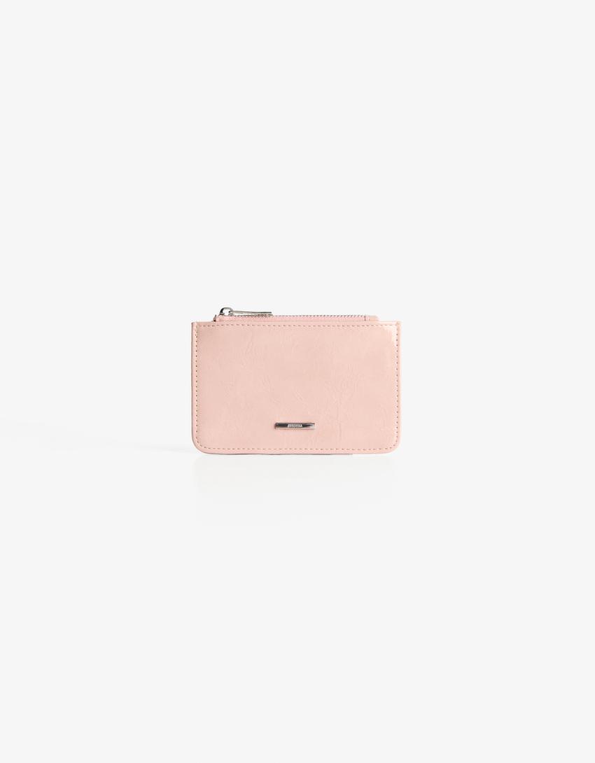 Porte-cartes effet verni-Rose