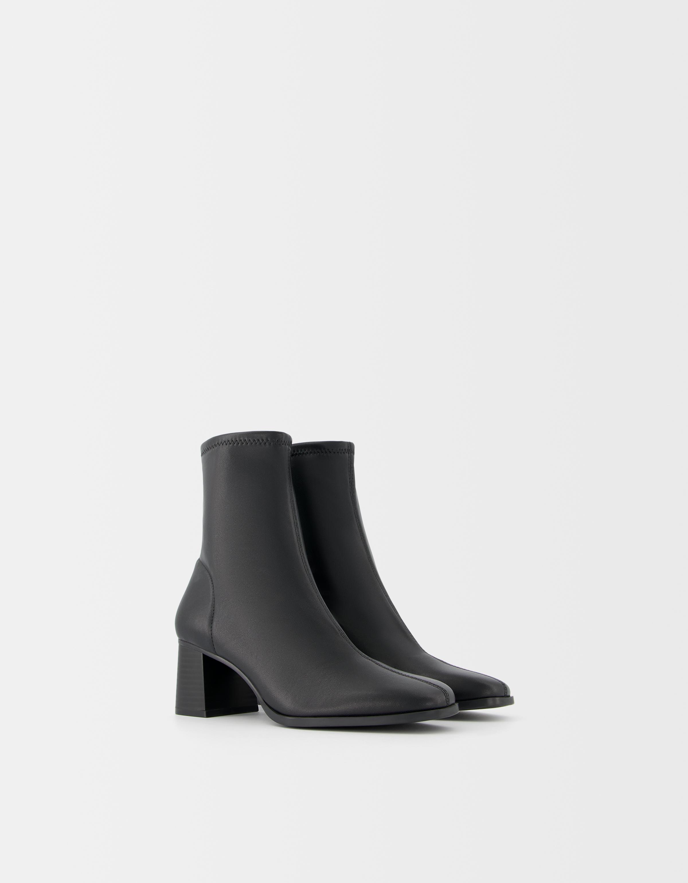 Fitted block heel ankle boots Shoes Women Bershka