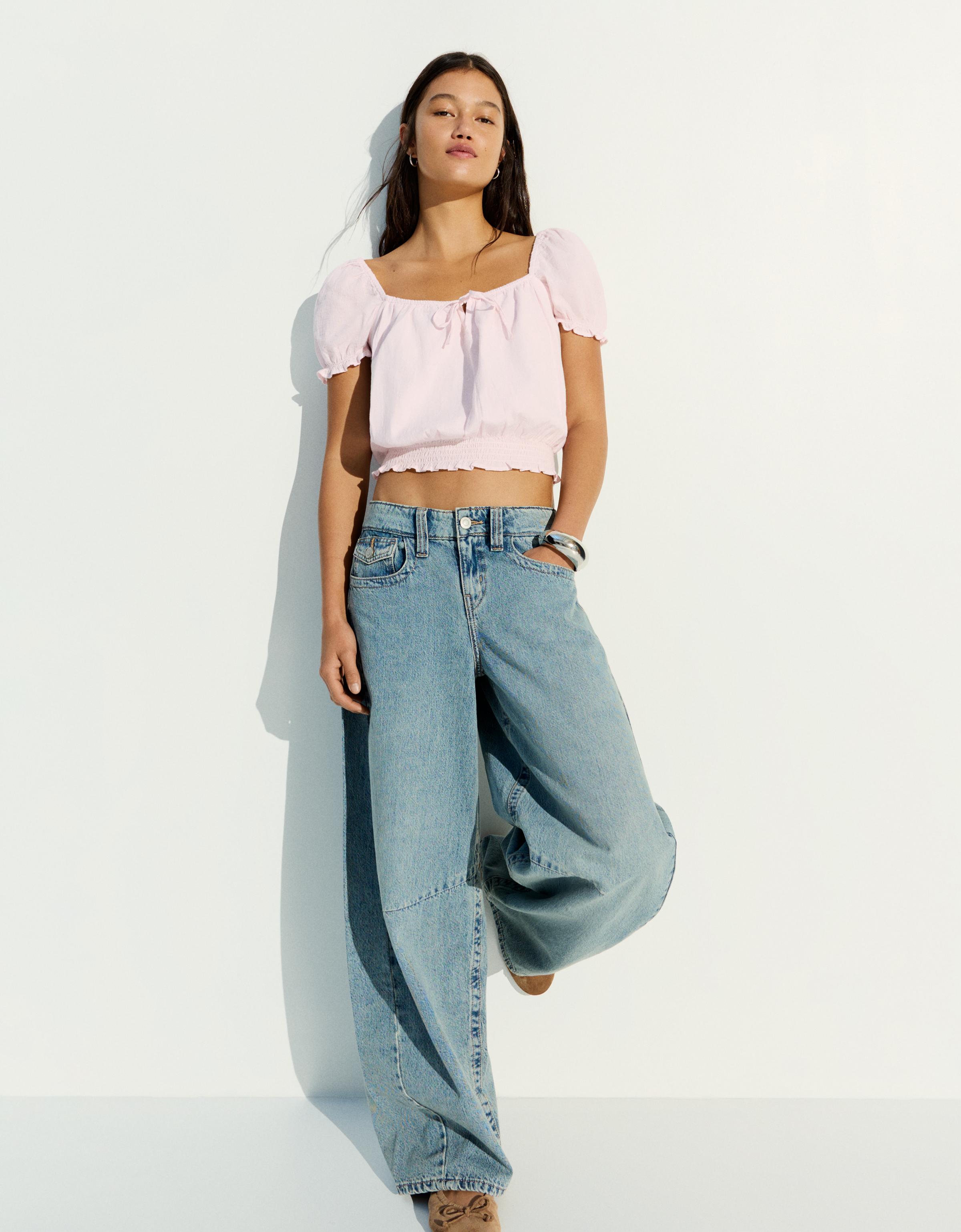 Rustic puff sleeve blouse