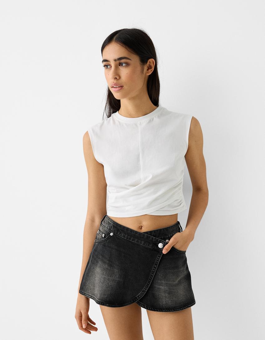 Denim skort-Black
