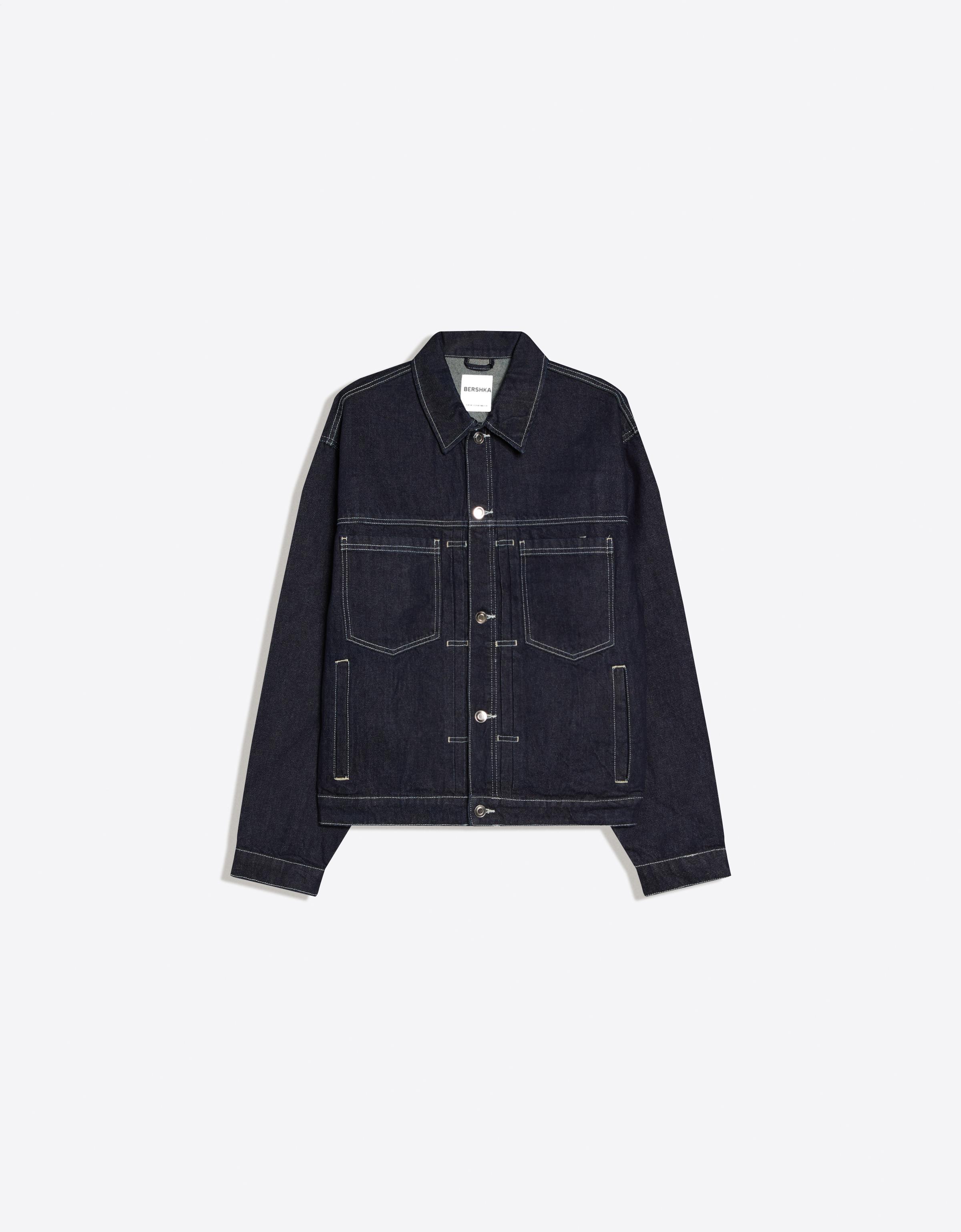 Bershka Jeansjacke Herren S Marinenblau