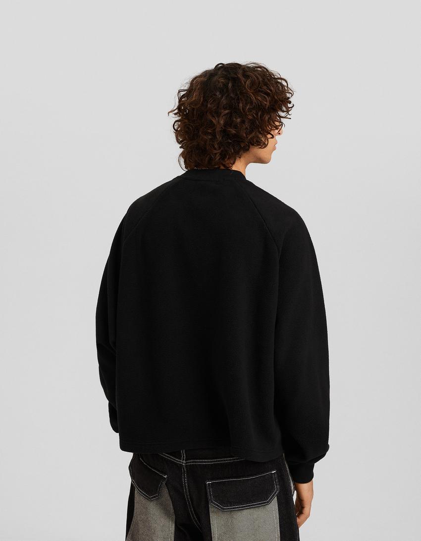 Sweat polaire brodé-Noir-1