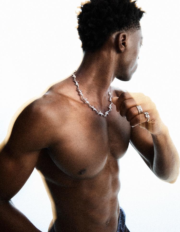Stainless Steel Spike Chain — Silver