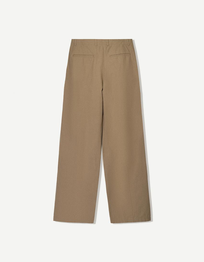 Calças super baggy de popelina