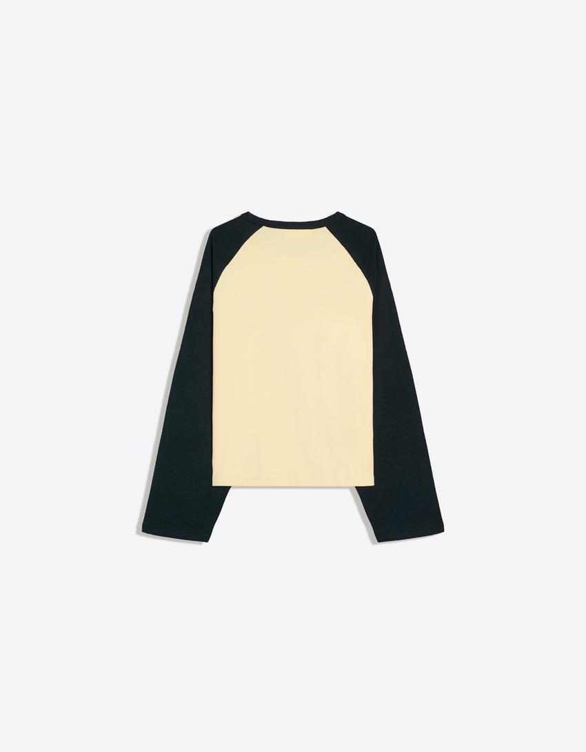 Long raglan sleeve T-shirt-Yellow