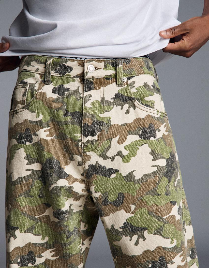 Jeans imprimé torsadé-Vert
