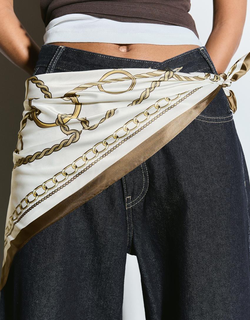 Syal satin bergambar-Pasir