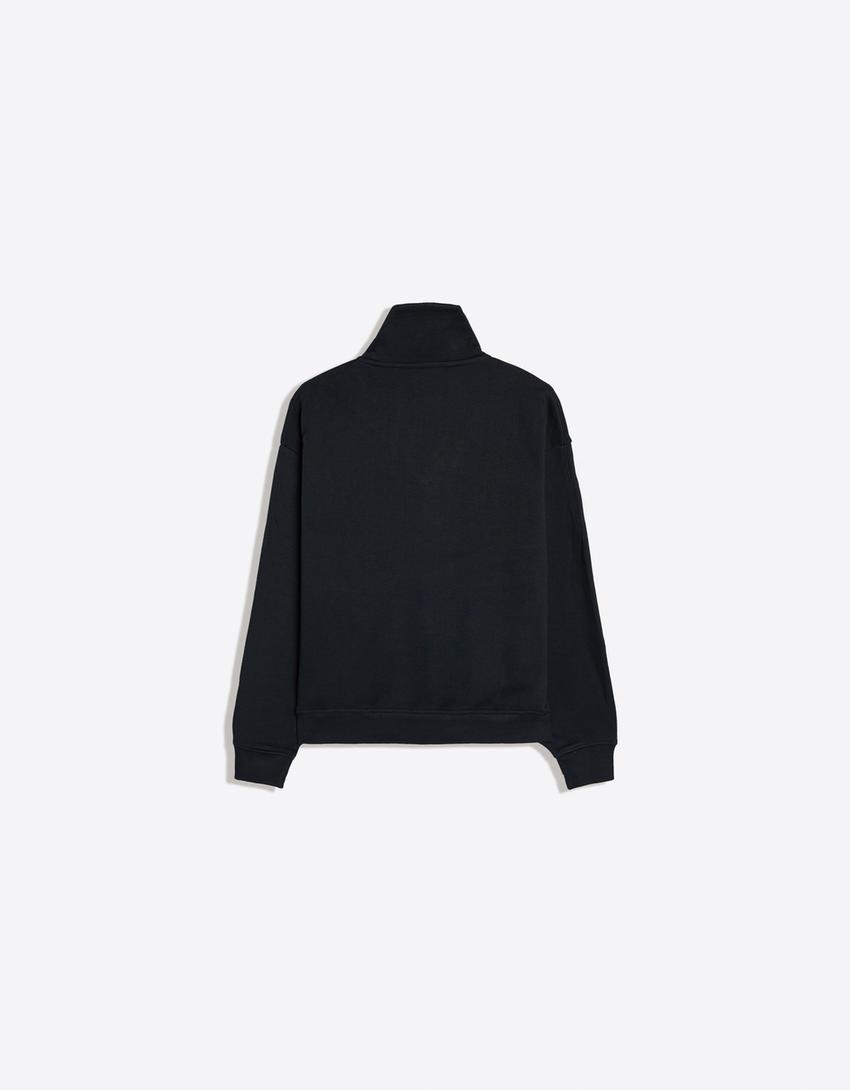 Bluza z suwakiem i półgolfem typu perkins-Granatowy