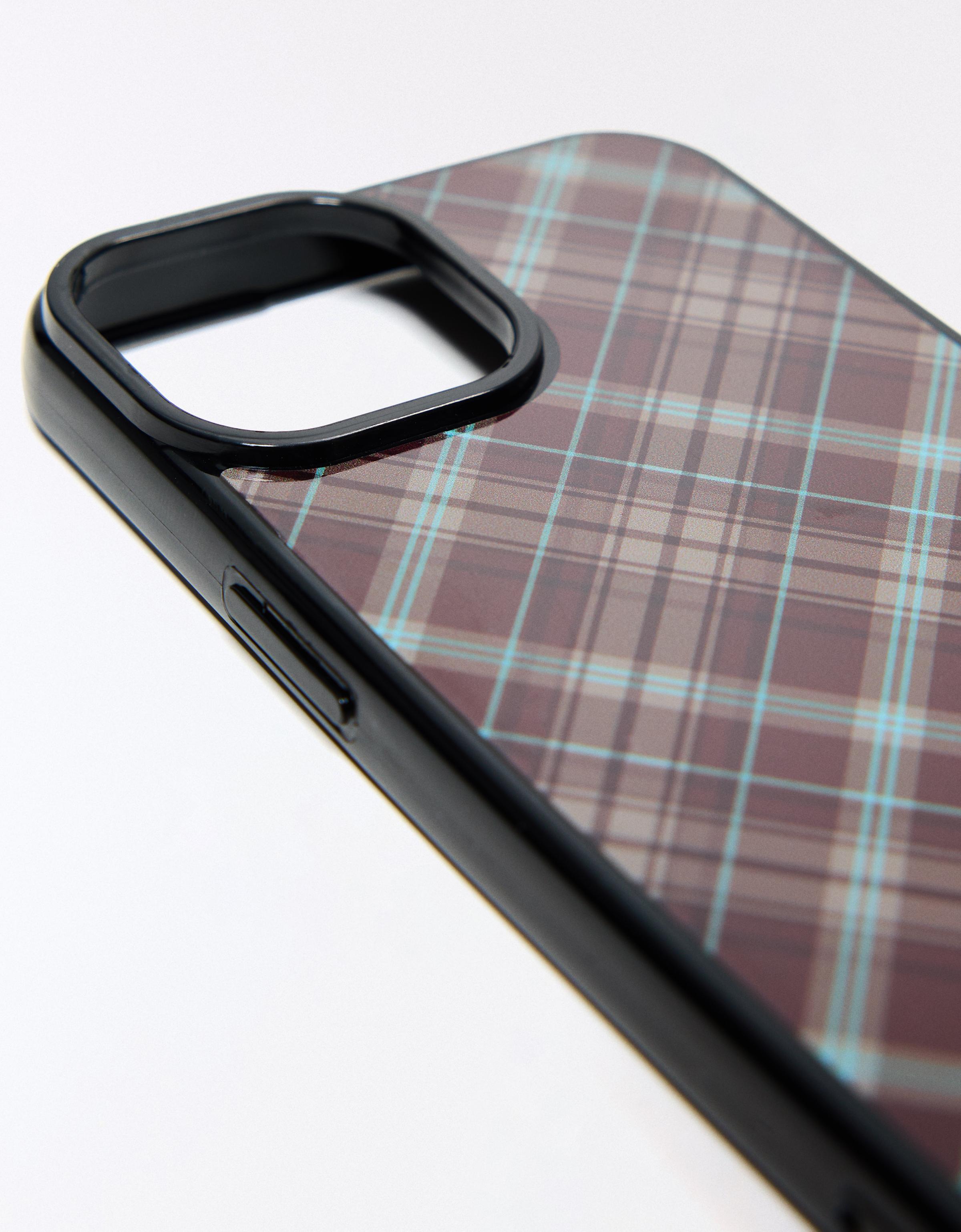 Check mobile phone case — Brown