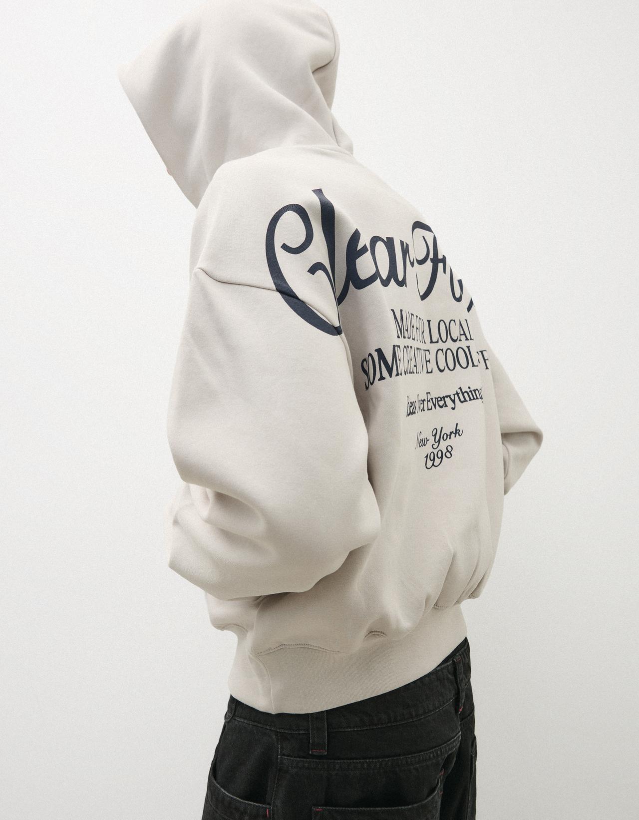 Hooded print sweatshirt — Grey
