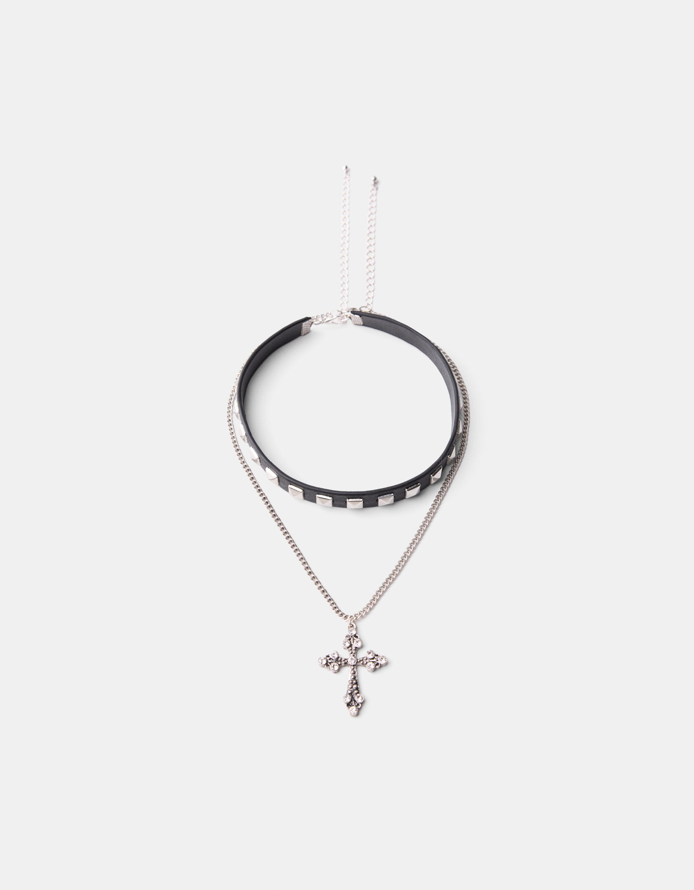 Bershka 2er-Pack Choker-Halsketten Aus Einer Kette Damen Schwarz