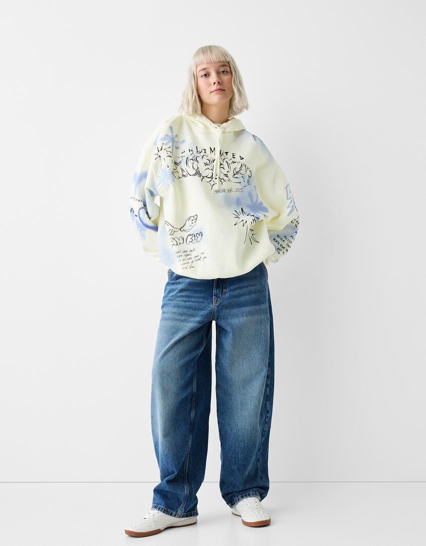 Printed hoodie-White