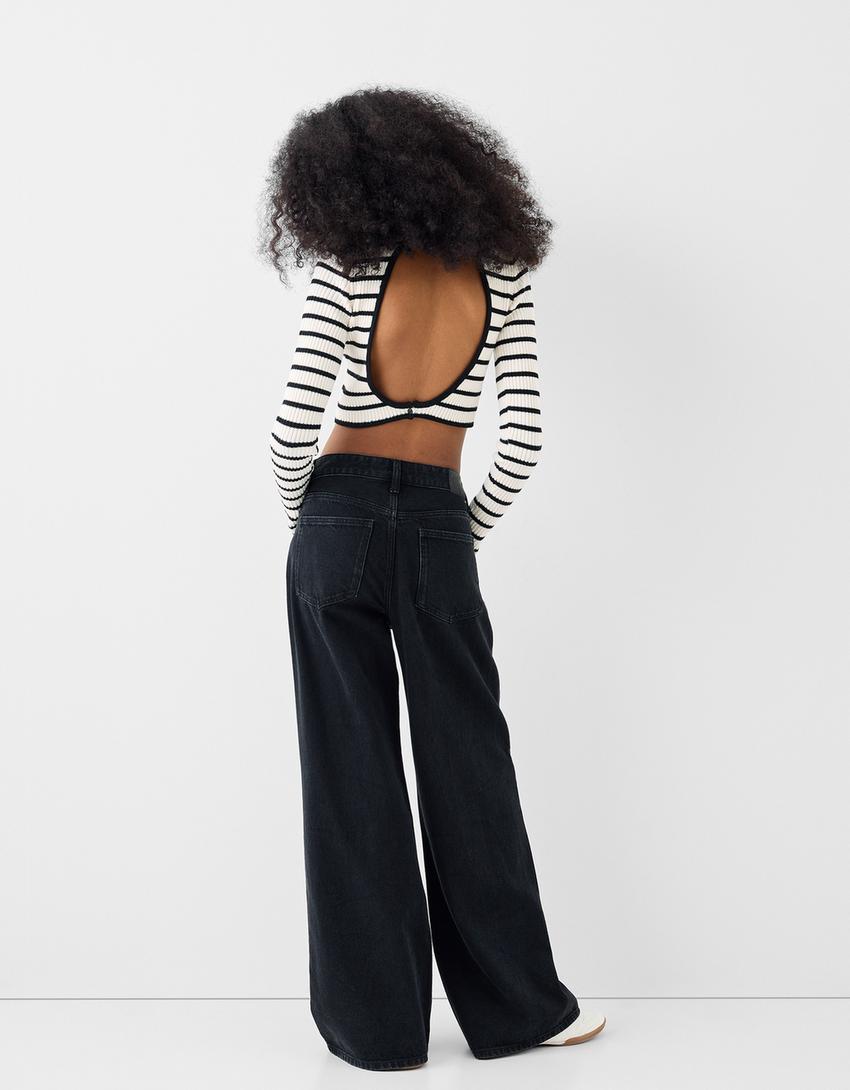 سويتر بفتحة خلفية-أسود-1