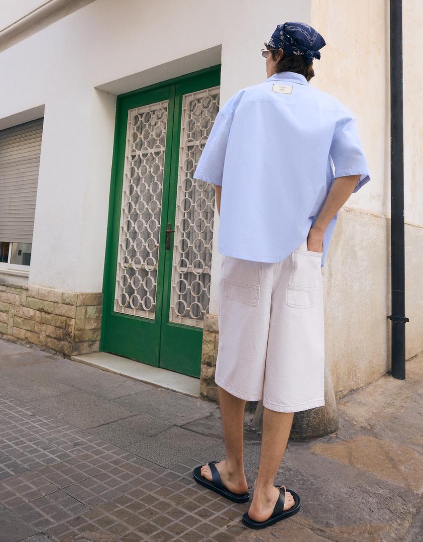 Denim skater bermuda-Wit