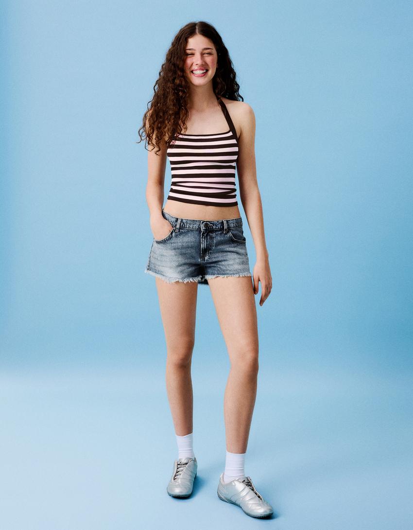 Halter knit top-Pink