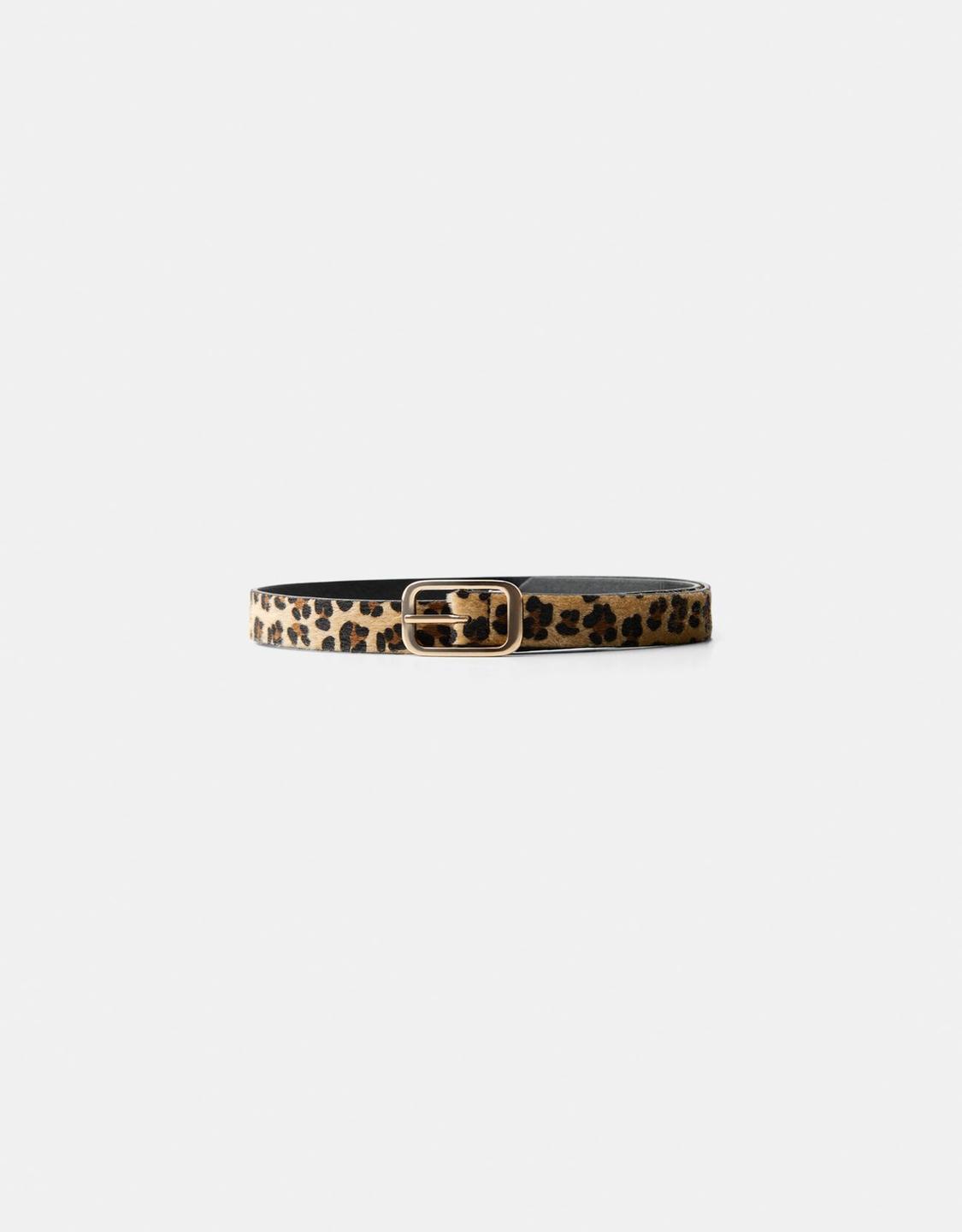 Animal print belt with buckle