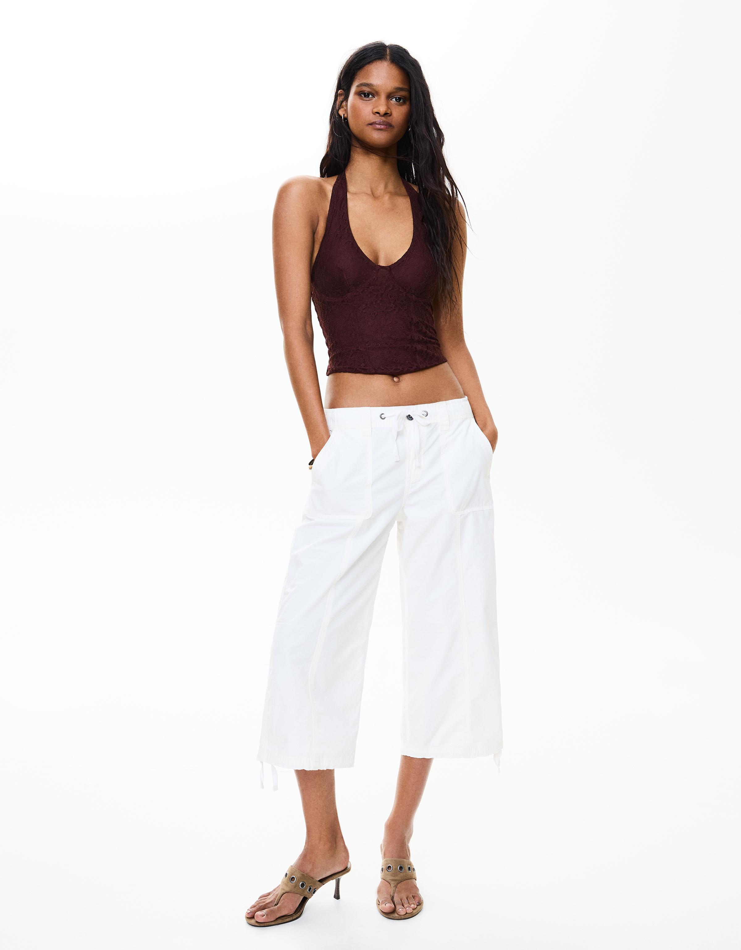 Lace corset halter top — Burgundy