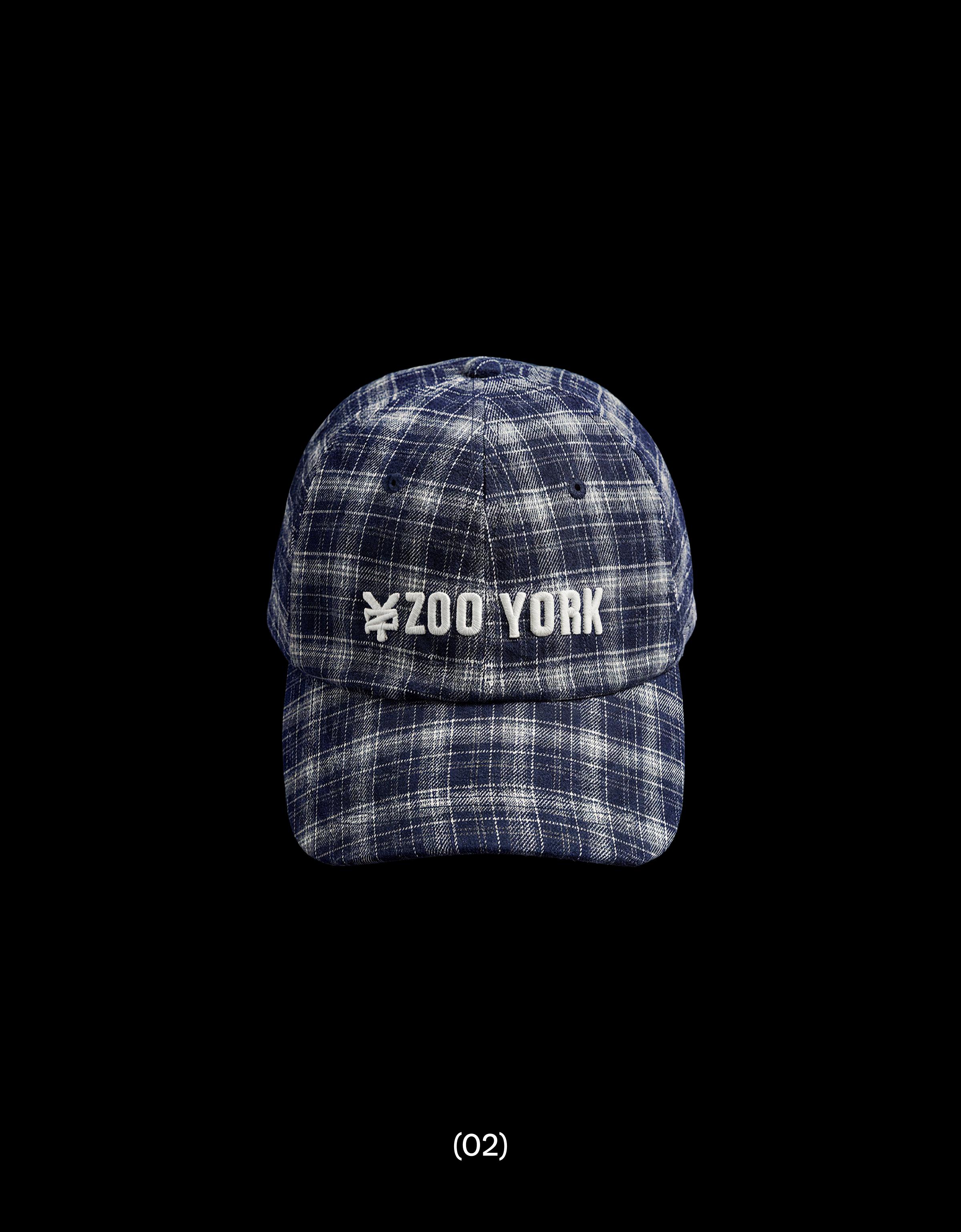 ZOO YORK X BERSHKA embroidered check cap — Dark blue