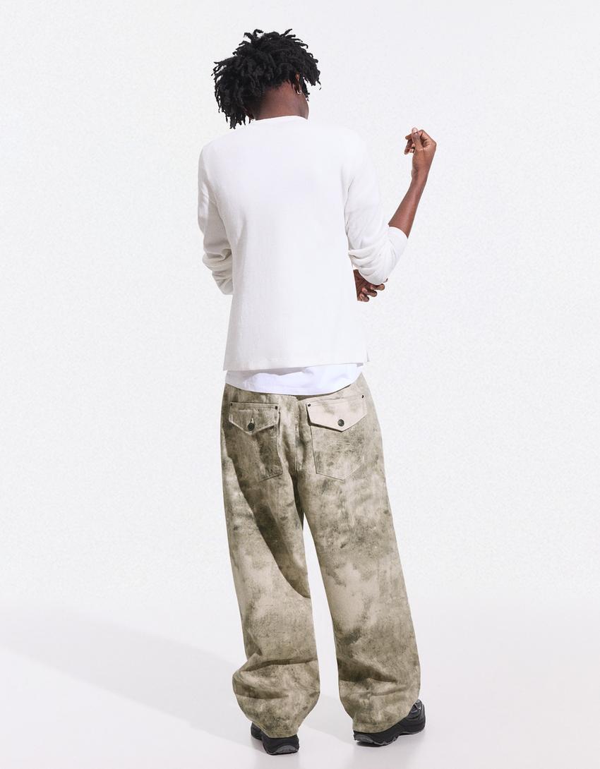 Pantalon super baggy fit imprimé-Vert