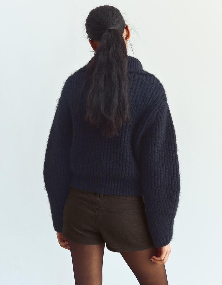 Short mini com lã-Marrom