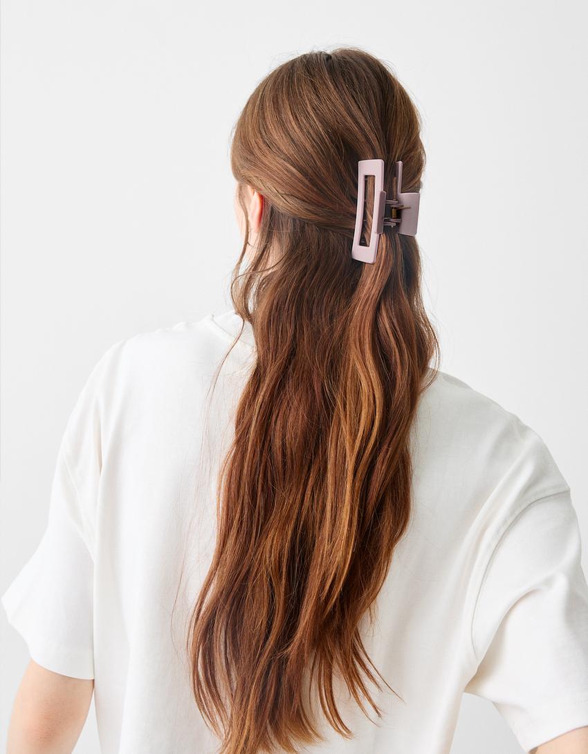 2'li dikdörtgen saç tokası seti-Mor-3