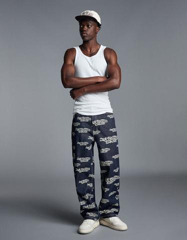Jacquard trousers — Navy 1