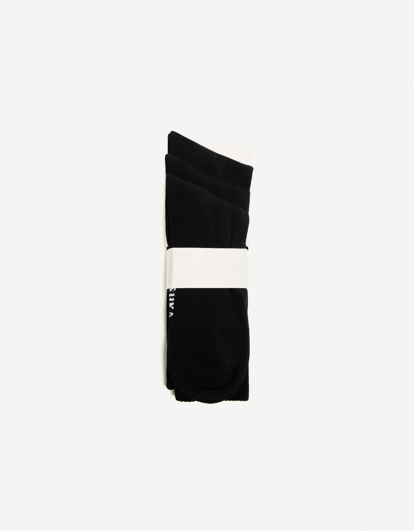 Set de 3 perechi de șosete sport-Negru-2